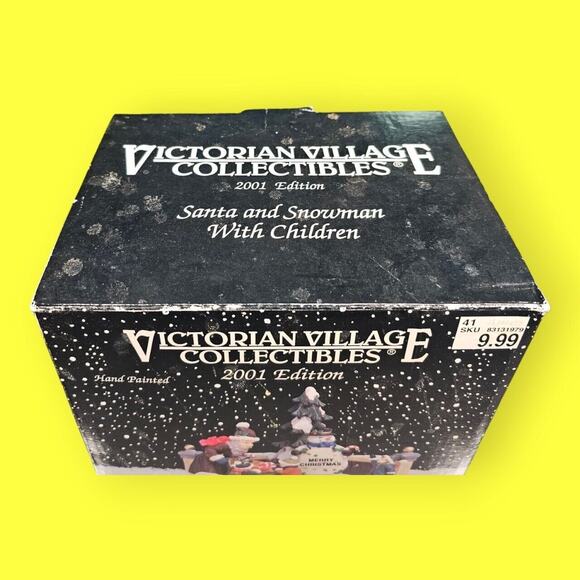 Victorian Village Collectibles Santa And Snowman With Children 2001 Edition - Picture 11 of 11